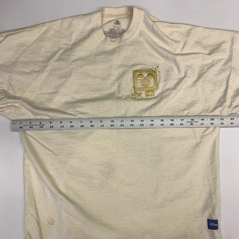 Disney World Spirit Jersey Cream Speckled Mickey Mouse Castle Long Sleeve Womens - Picture 13 of 15
